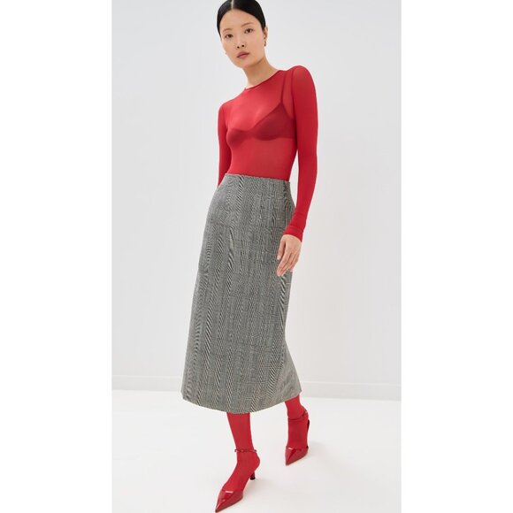 WARDROBE.NYC Sheer Bodysuit in Red Small New Womens Long Sleeve Top - Picture 16 of 16